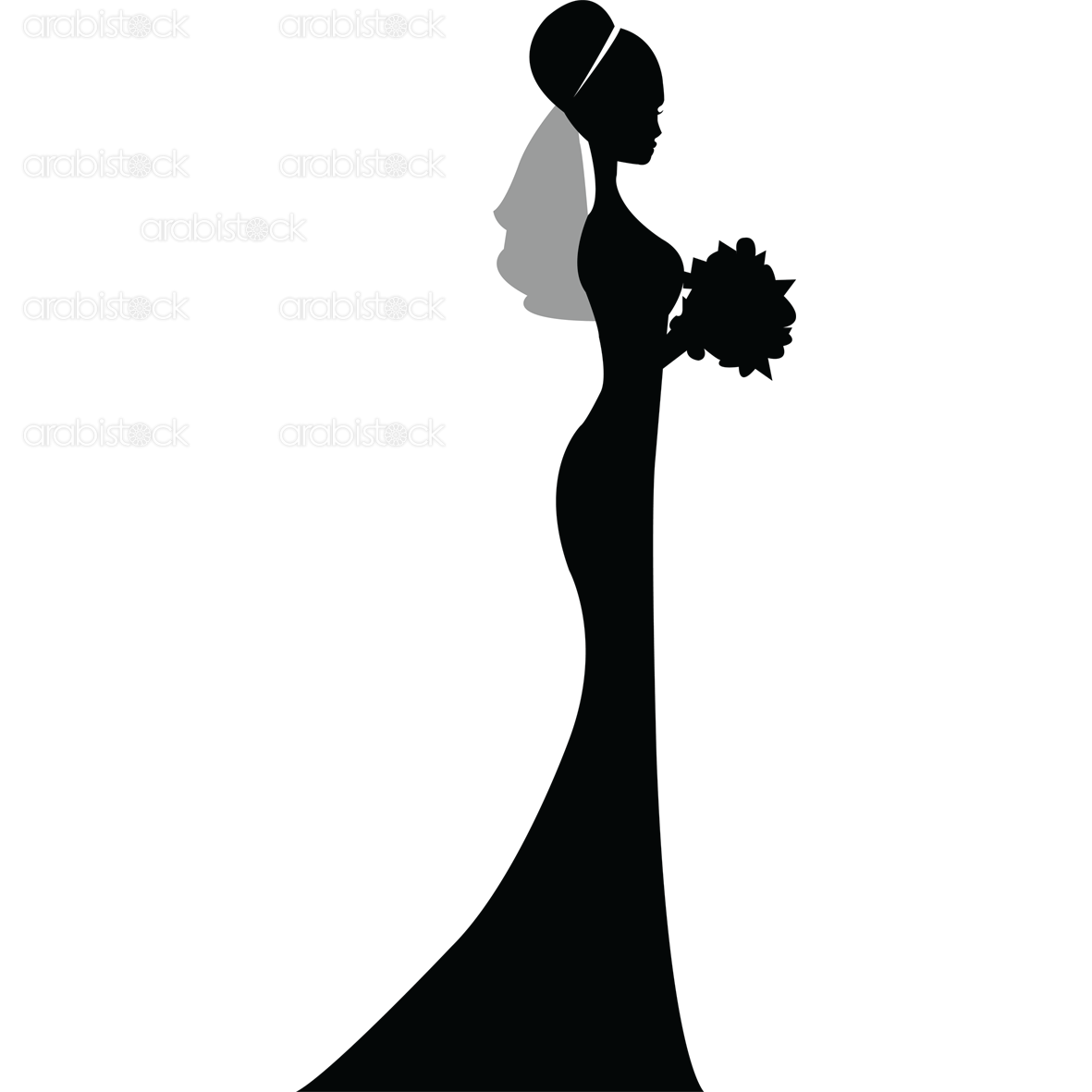 Picture Of Bride 0002 - Bride Black And White, Transparent background PNG HD thumbnail