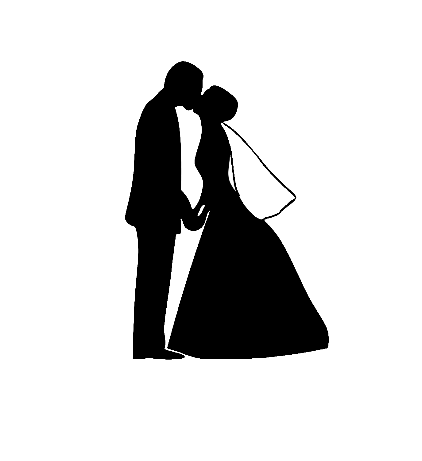 bride silhouette black and wh