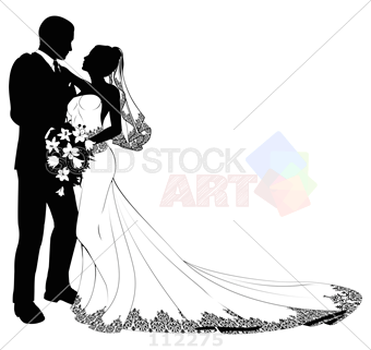 Stock Illustration Of Bride In White And Groom In Black Silhouette Vector - Bride Black And White, Transparent background PNG HD thumbnail