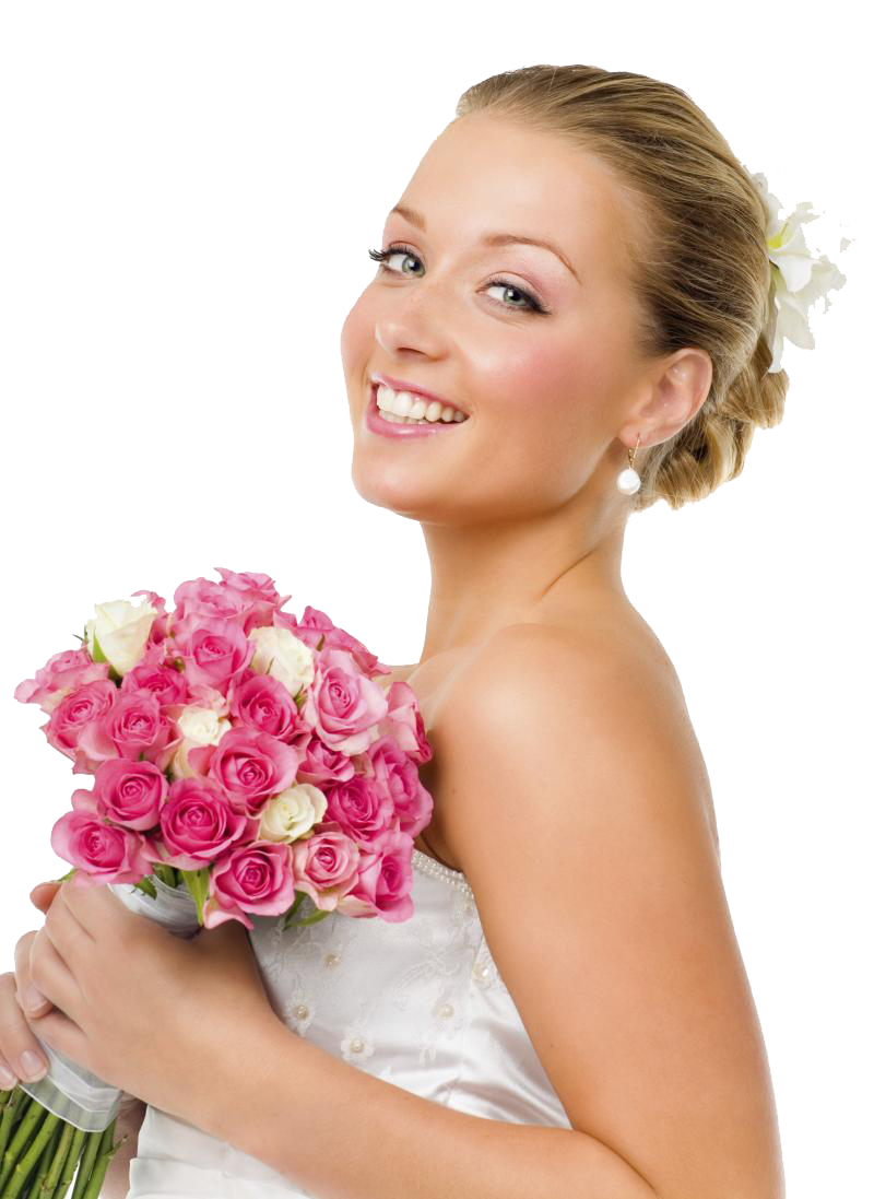 Bride Holding Roses PNG
