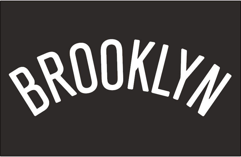 Brooklyn Nets Jersey Logo (2013)   Brooklyn Arched In White On Black   Worn - Brooklyn Nets, Transparent background PNG HD thumbnail