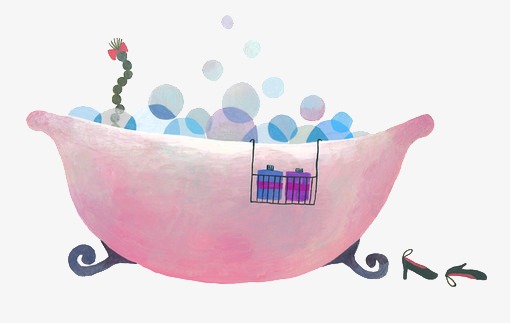 Cute cartoon bubble bath vect