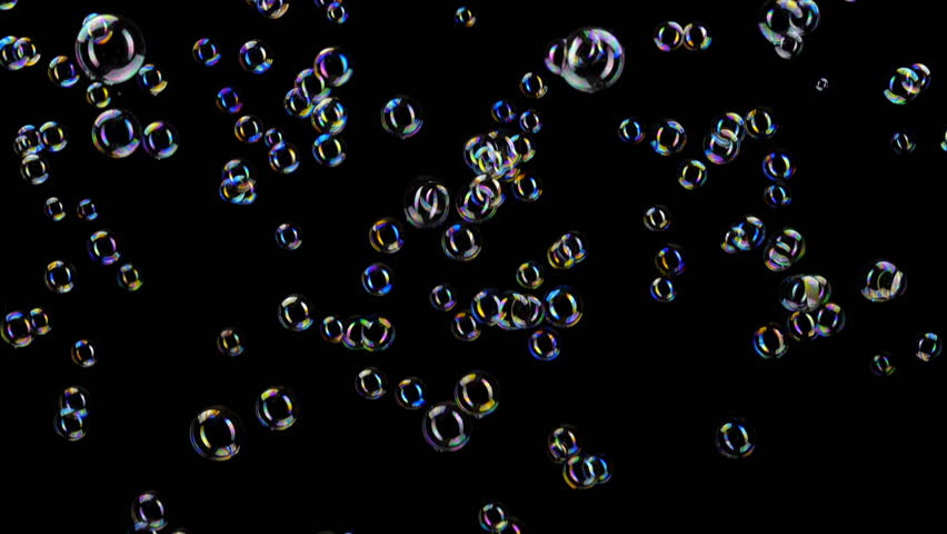 Colorful Soap Bubbles Fly Across Black Background.   Hd Stock Footage Clip - Bubble, Transparent background PNG HD thumbnail
