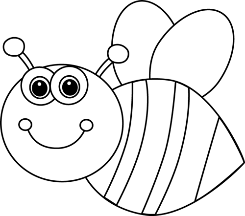 Black And White Cute Cartoon Bee - Bugs Black And White, Transparent background PNG HD thumbnail