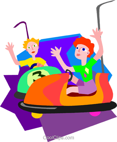 Children On The Bumper Cars Royalty Free Vector Clip Art Illustration - Bumper Cars, Transparent background PNG HD thumbnail