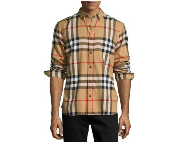 Burberry Shirt Check Cotton Flannel - Burberry Clothing, Transparent background PNG HD thumbnail