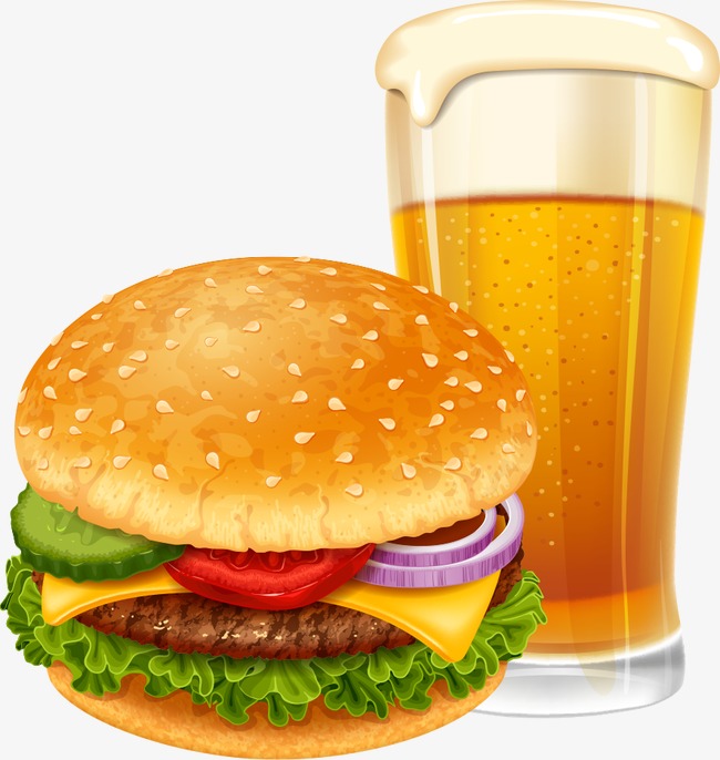 Vector Cheeseburger With Beer, Beer, Cartoon Beer, Hamburger Png And Vector - Burger And Beer, Transparent background PNG HD thumbnail