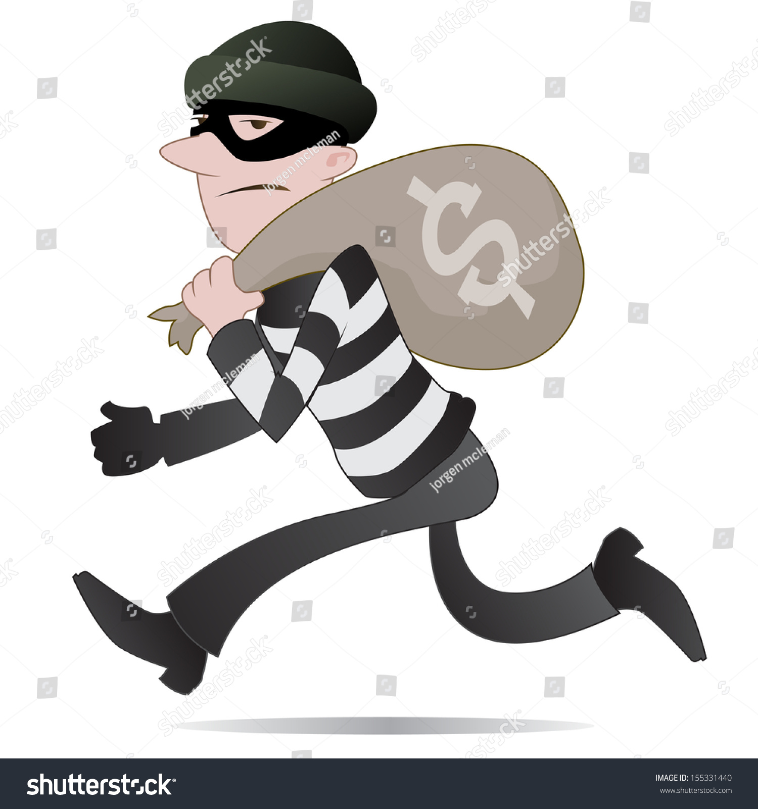 Thief. Illustration Of A Burglar Running Away With His Swag And Ill Gotten Gains - Burglar Swag, Transparent background PNG HD thumbnail
