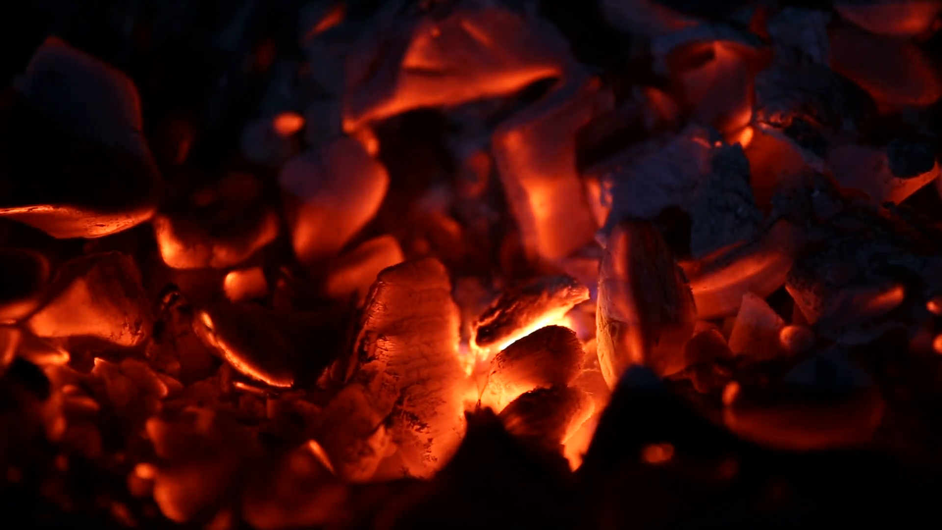 Firewood and hot coal in a gr