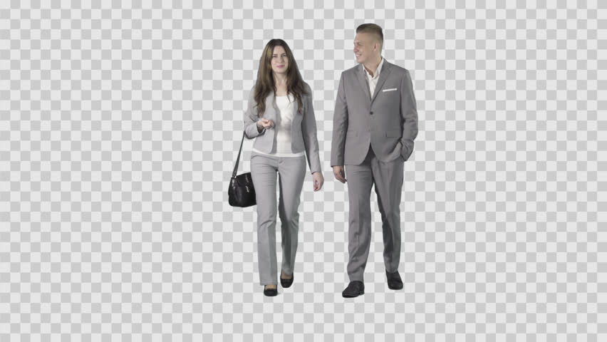 Male U0026 Girl In Gray Business Clothes Are Walking At The Camera. Footage With Alpha Channel. Lens 85 Mm. Camera Is Static. - Business, Transparent background PNG HD thumbnail