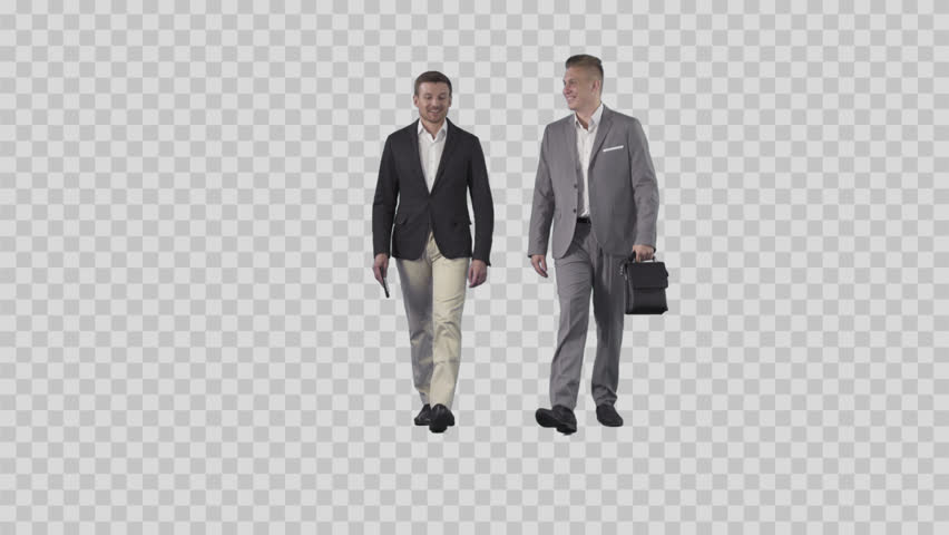 Two Men In Business Clothes Are Going Together At The Camera. Camera Is Static. - Business, Transparent background PNG HD thumbnail