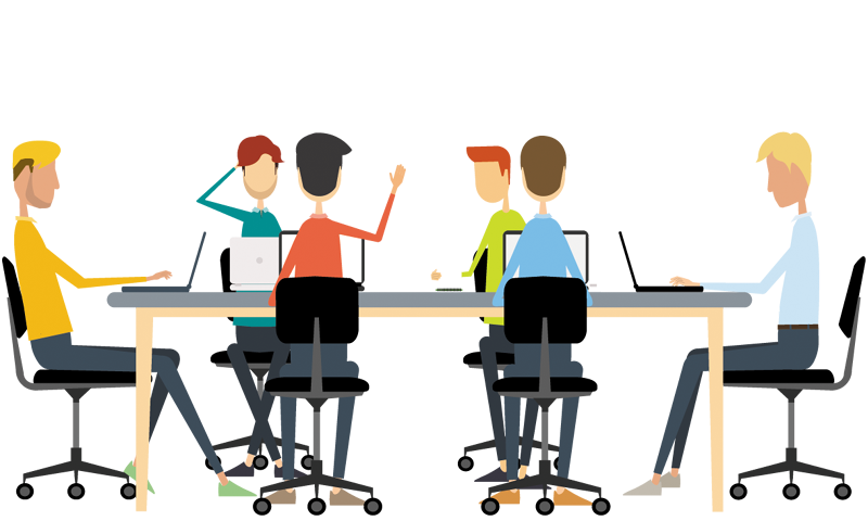 Business Meeting Png - Cartoon Business People Having A Meeting And Discussion, Transparent background PNG HD thumbnail