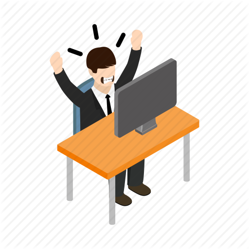 Background, Business, Businessman, Isometric, Situation, Stress, Work Icon - Businessman At Desk, Transparent background PNG HD thumbnail
