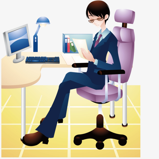 Office Work Business Man Vector, Business Men, Tables And Chairs, Computer Png And - Businessman At Desk, Transparent background PNG HD thumbnail