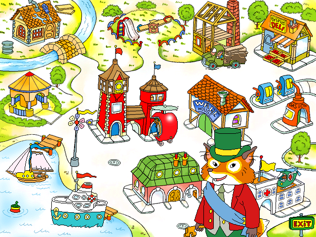 278877 Richard Scarry S Busytown Windows Screenshot The Welcome Screen.png 640×480 Pixels - Busy Town, Transparent background PNG HD thumbnail