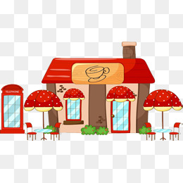 Cartoon Cafe Material, Cartoon, Coffee Shop Material, Building Png Image And Clipart - Cafe Building, Transparent background PNG HD thumbnail