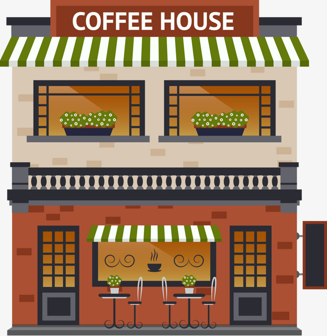 Vector Cartoon Cafe, Hand Painted Cafe, Cartoon Creative Building, Continental Cafe Png And - Cafe Building, Transparent background PNG HD thumbnail