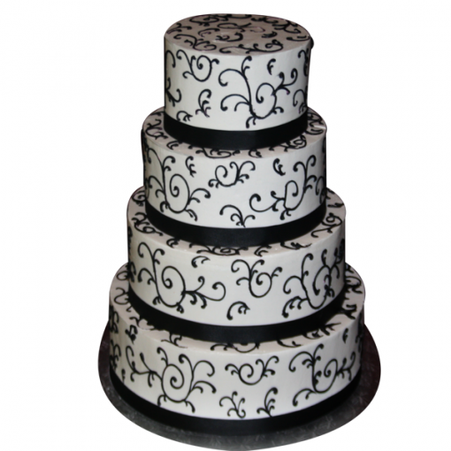 (1326) 4 Tier Elegant Black U0026 White Cake - Cakes Black And White, Transparent background PNG HD thumbnail
