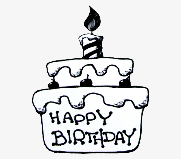 3yr Birthday Cake Bw clip art