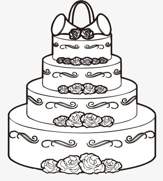 Super Big Cake, Four Layer Big Cake, Horn, Cake Png Image And Clipart - Cakes Black And White, Transparent background PNG HD thumbnail