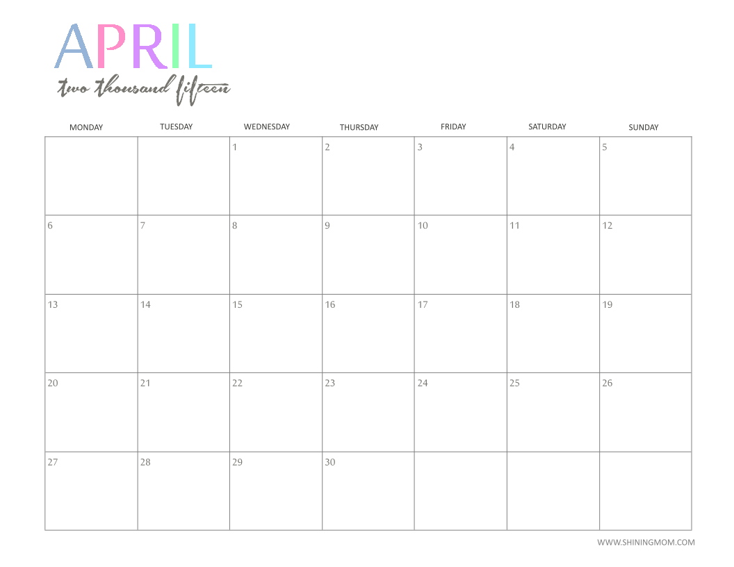 April 2015 Hdpng.com  - Calendar April, Transparent background PNG HD thumbnail