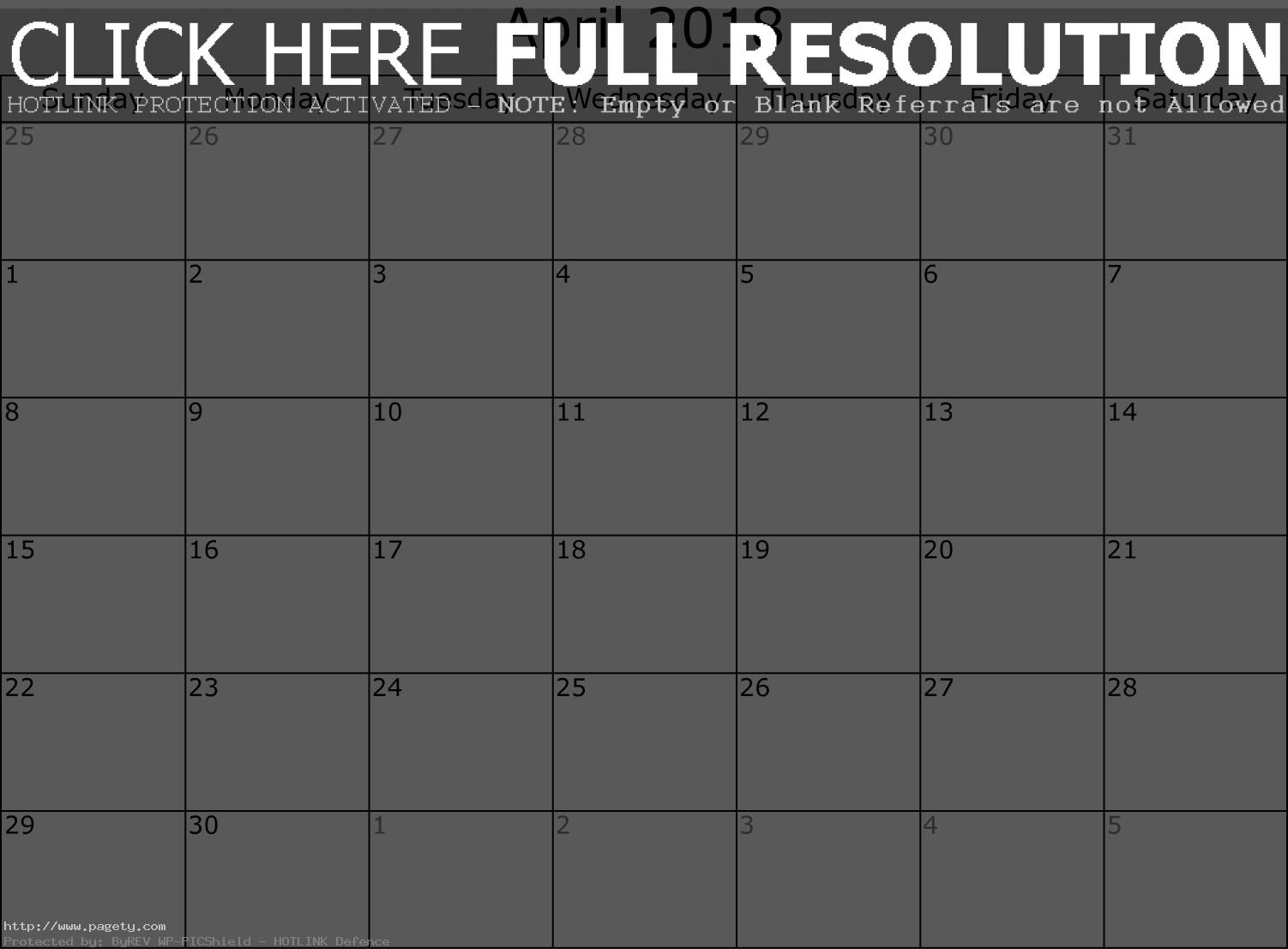 April 2018 Printable Calendar - Calendar April, Transparent background PNG HD thumbnail