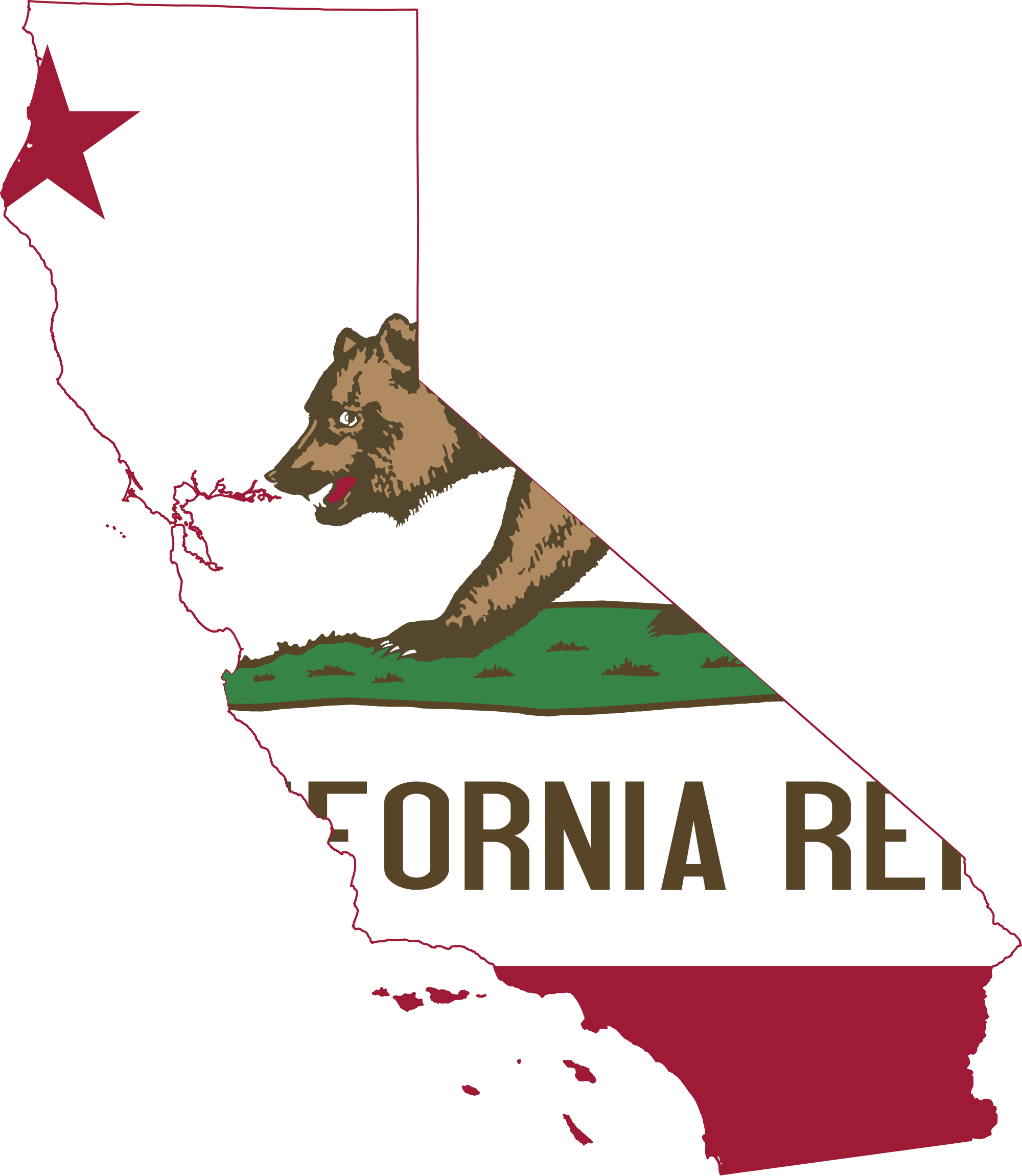 2000Px Flag Map Of California.svg.png - California Map, Transparent background PNG HD thumbnail