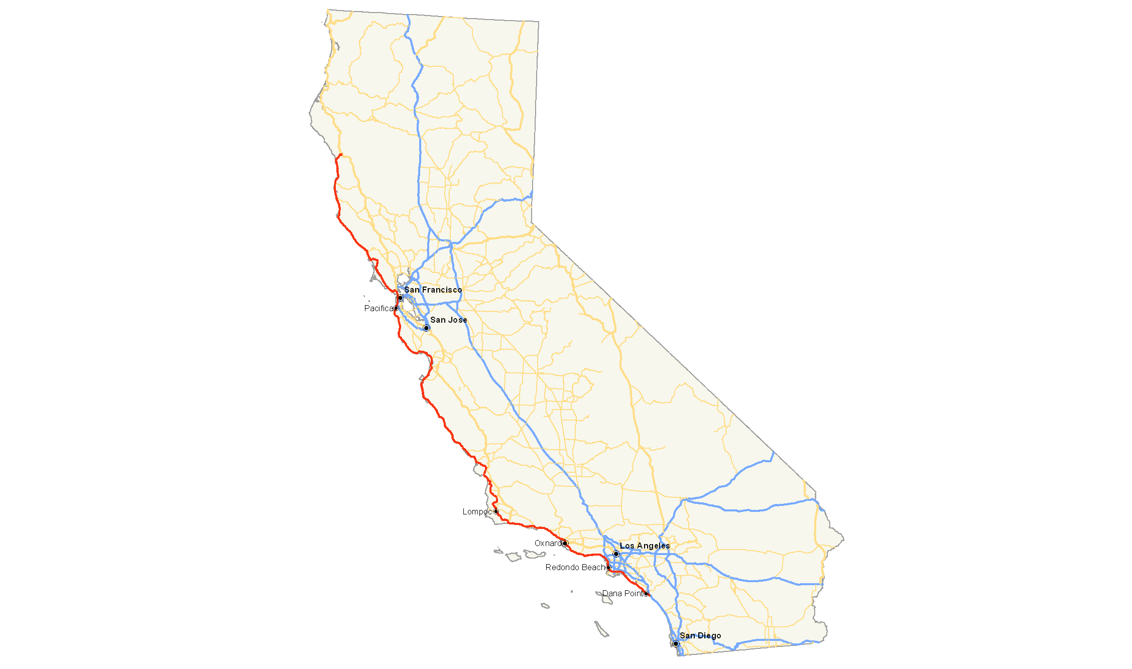 File:california State Route 1 Map.png - California Map, Transparent background PNG HD thumbnail