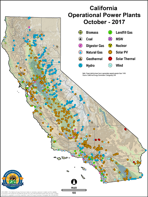 Map Of Power Plants In California - California Map, Transparent background PNG HD thumbnail