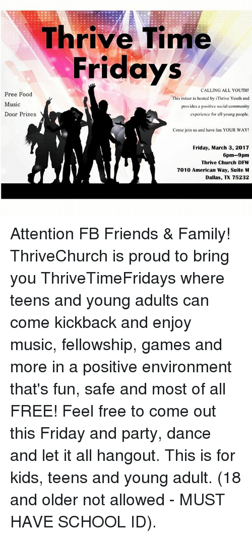 Memes, Music, And Youth: Thrive Time Fridays Calling All Youth Free Food This - Calling All Youth, Transparent background PNG HD thumbnail