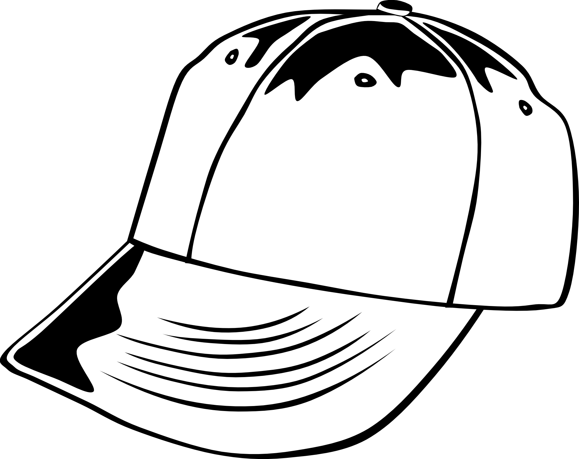 Baseball Clipart Black And White: Baseball Cap 1 Black White - Caps Black And White, Transparent background PNG HD thumbnail