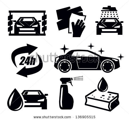 Vector Black Car Wash Icons Set On White - Car Wash Black And White, Transparent background PNG HD thumbnail