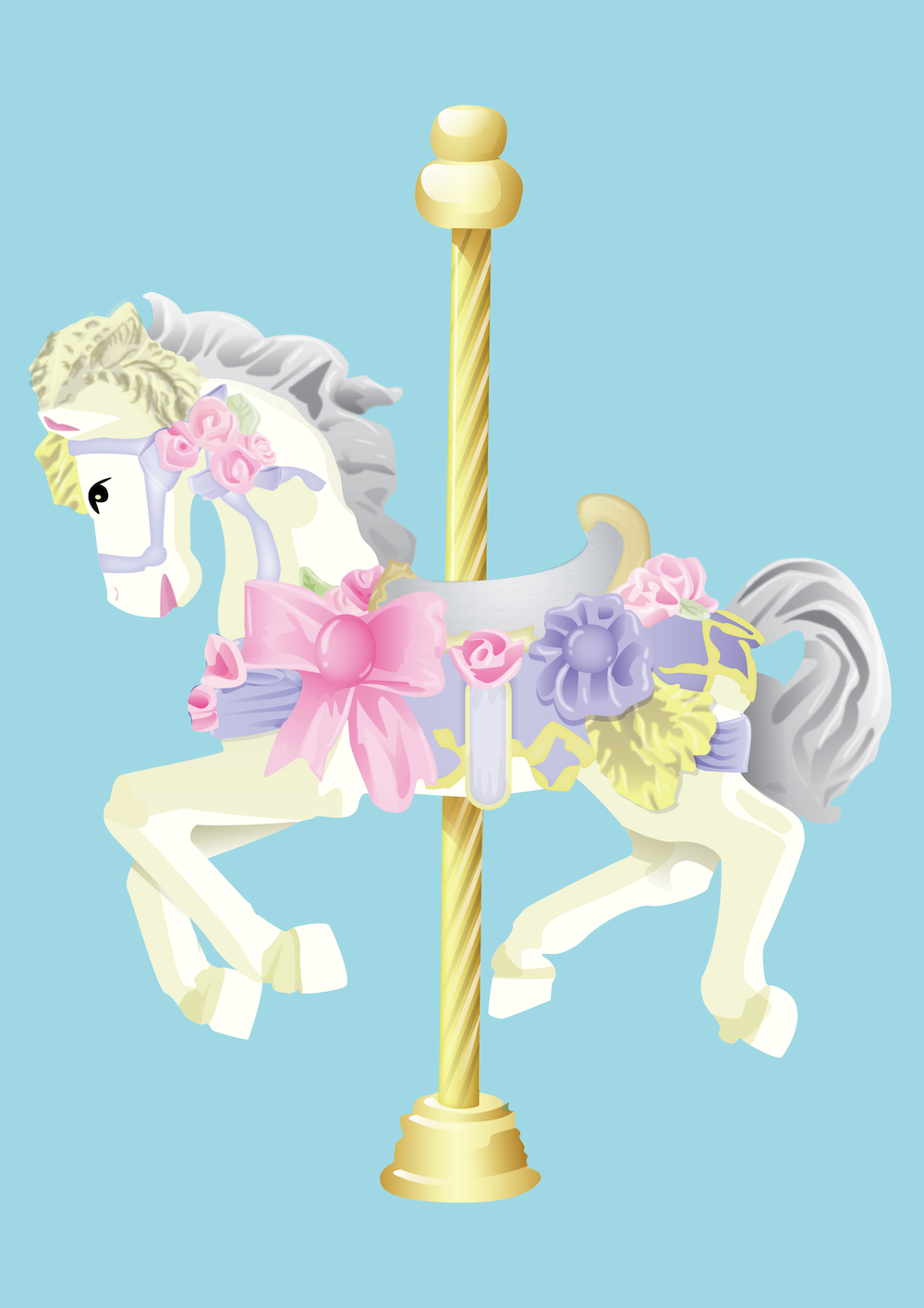 Cute Carousel Horse Illustration - Carousel Horse, Transparent background PNG HD thumbnail