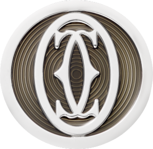 Double C Logo Decor Cufflinks Sterling Silver, Palladium Finish, Black Lacquer - Cartier, Transparent background PNG HD thumbnail