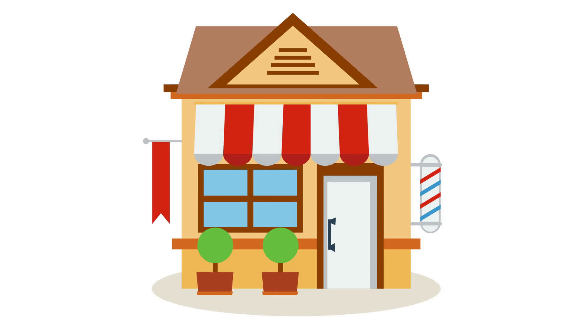Shop Store Icon With Red And White Striped Awning With Smooth Wave Build Animation. Available In 4K Fullhd And Hd Video 2D Render Footage On White. - Cartoon Houses, Transparent background PNG HD thumbnail