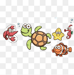 Marine Life, Lovely, Cartoon, Sea Creatures Png Image And Clipart - Cartoon Sea Animals, Transparent background PNG HD thumbnail