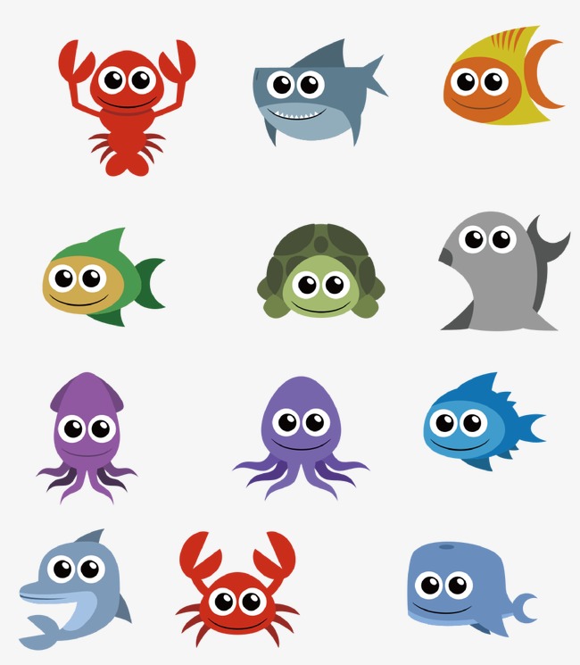 Cartoon Sea Creatures Collection, Color, Cartoon, Icon Png Image And Clipart - Cartoon Sea Creatures, Transparent background PNG HD thumbnail