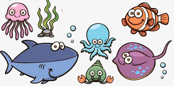 Marine Life, Lovely, Cartoon, Sea Creatures Png Image And Clipart - Cartoon Sea Creatures, Transparent background PNG HD thumbnail
