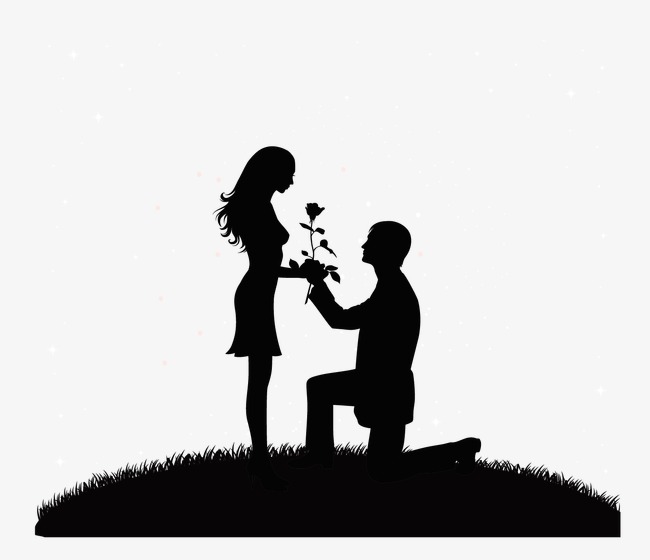 Silhouette Couple Next Month, Rose, Propose, Valentineu0027S Day Png And Vector - Casal, Transparent background PNG HD thumbnail