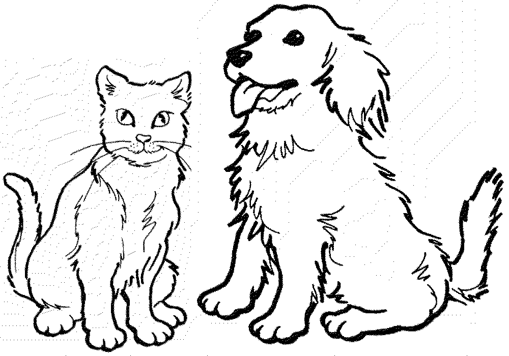 1000X700 Cool Coloring Pages Dogs Cats Cool Coloring Pages Dog - Cat And Dog Black And White, Transparent background PNG HD thumbnail