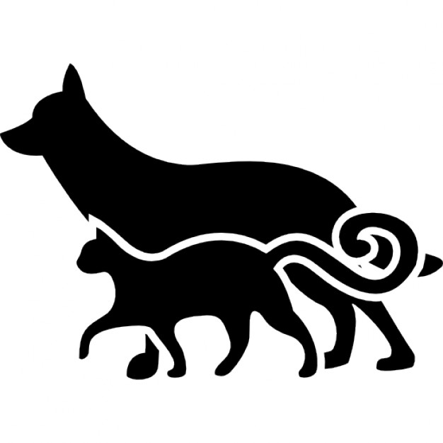 Silhueta Gato E Cachorro - Cat And Dog Black And White, Transparent background PNG HD thumbnail