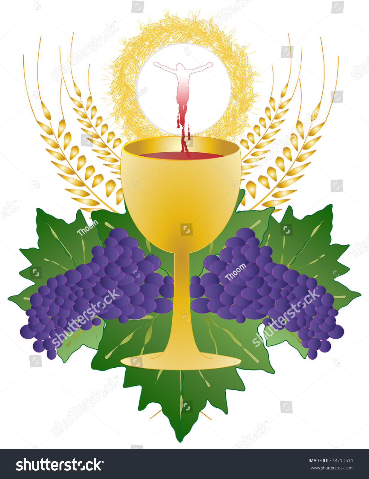 Eucharist Symbol Of Bread And Wine, Chalice And Host, With Wheat Ears Wreath And - Chalice And Host, Transparent background PNG HD thumbnail