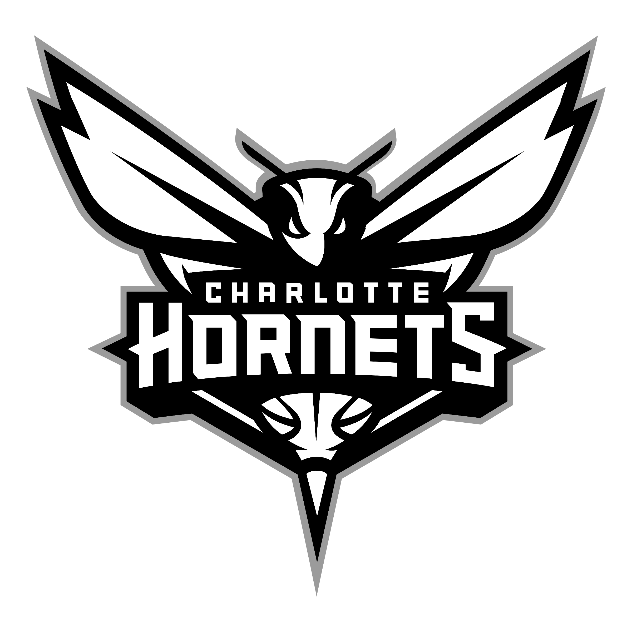 Charlotte Hornets Logo Black And White - Charlotte Hornets, Transparent background PNG HD thumbnail