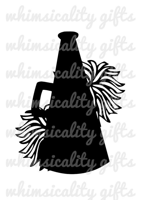 Digital File   Cheerleading Megaphone With Pom Poms With Svg, Dxf, Png Commercial U0026 - Cheer Megaphone And Poms, Transparent background PNG HD thumbnail