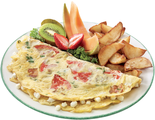 Goat Cheese, Tomatoes And Bacon Omelette - Cheese Omelette, Transparent background PNG HD thumbnail