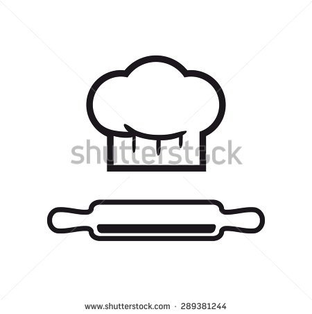 chef hat with rolling pin and