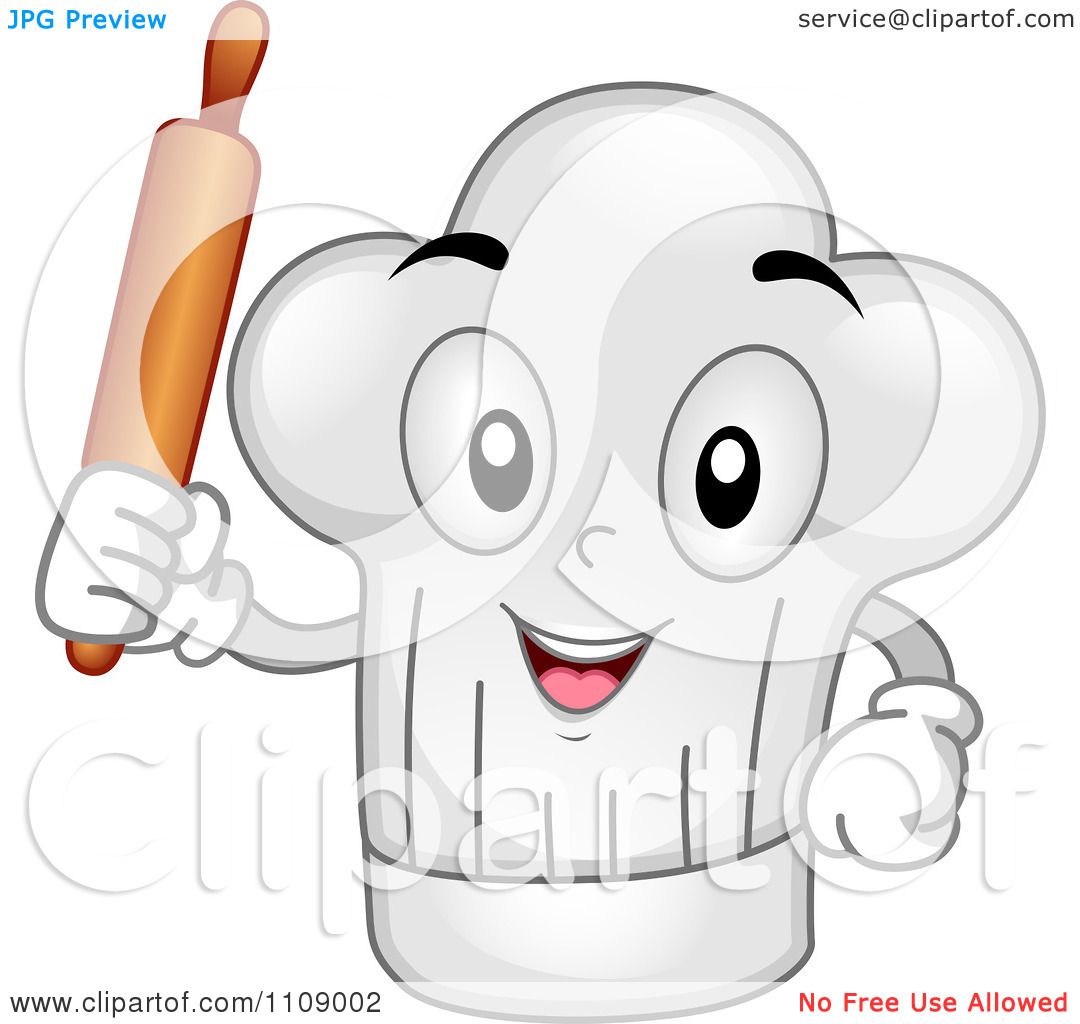 Clipart Happy Chef Hat Mascot Holding A Rolling Pin   Royalty Free Vector Illustration By Bnp Design Studio - Chef Hat Rolling Pin, Transparent background PNG HD thumbnail