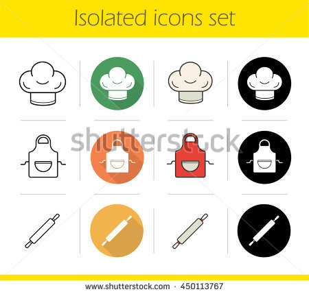 Black vector icons chef hat a