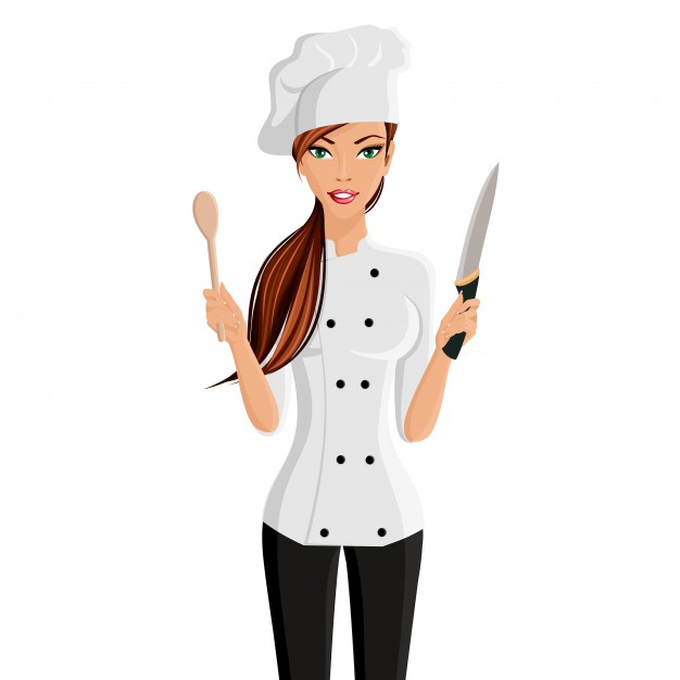 Young Attractive Woman In Restaurant Chef Hat With Knife And Spatula Isolated On White Background Vector - Chef Mujer, Transparent background PNG HD thumbnail