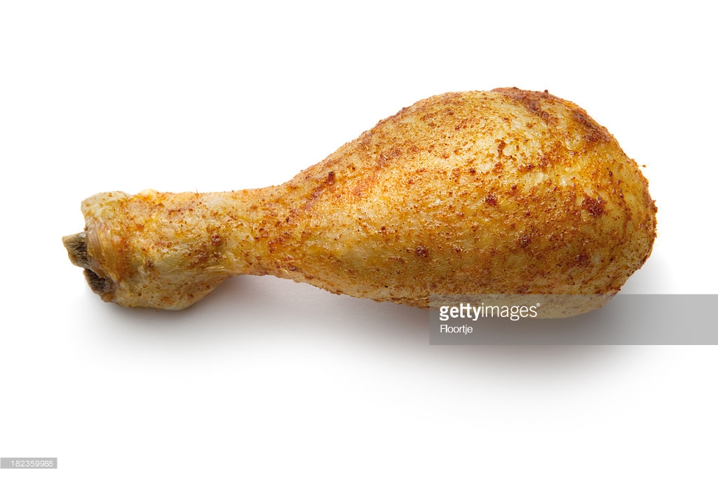 Poultry: Roast Chicken Drumstick Isolated On White Background - Chicken Leg, Transparent background PNG HD thumbnail
